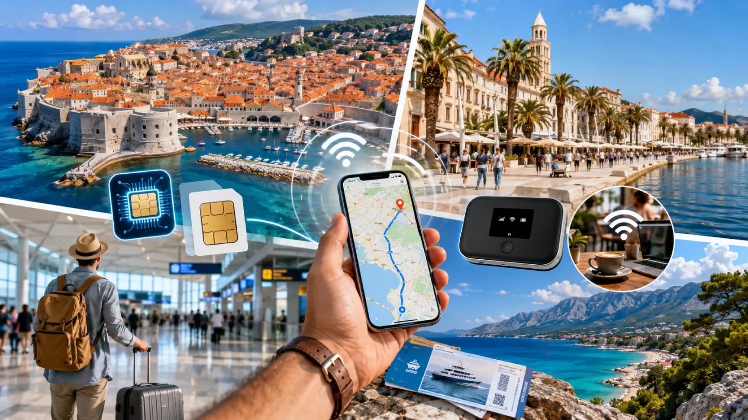 Ako získať internet v Chorvátsku (2026): letisko a miestna SIM, eSIM a WiFi
