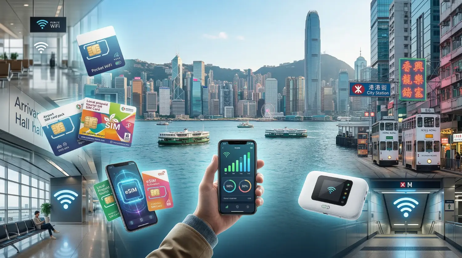 如何在香港获取互联网（2026年）：机场、本地SIM卡、eSIM、口袋WiFi和免费WiFi