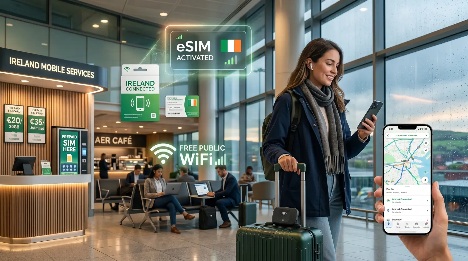 Jak získat internet v Irsku (2026): SIM karty, eSIM, Pocket WiFi a WiFi