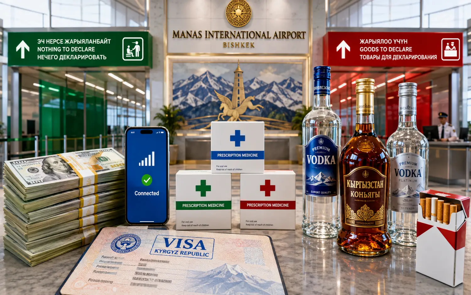 Митні правила аеропортів Киргизстану (2026): Алкоголь, медикаменти та обмеження