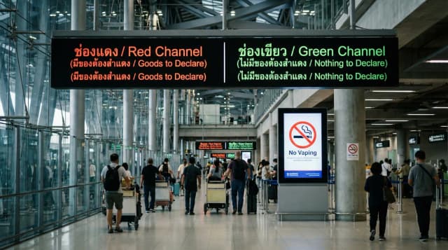 Quy định Hải quan Sân bay Thái Lan 2026: Rượu, Thuốc lá & Lệnh cấm Vape
