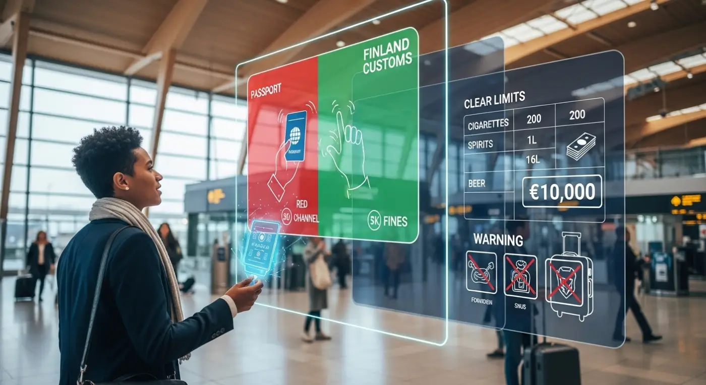 Pravila carine na aerodromu u Finskoj (2026): Ograničenja za alkohol, cigarete i snus