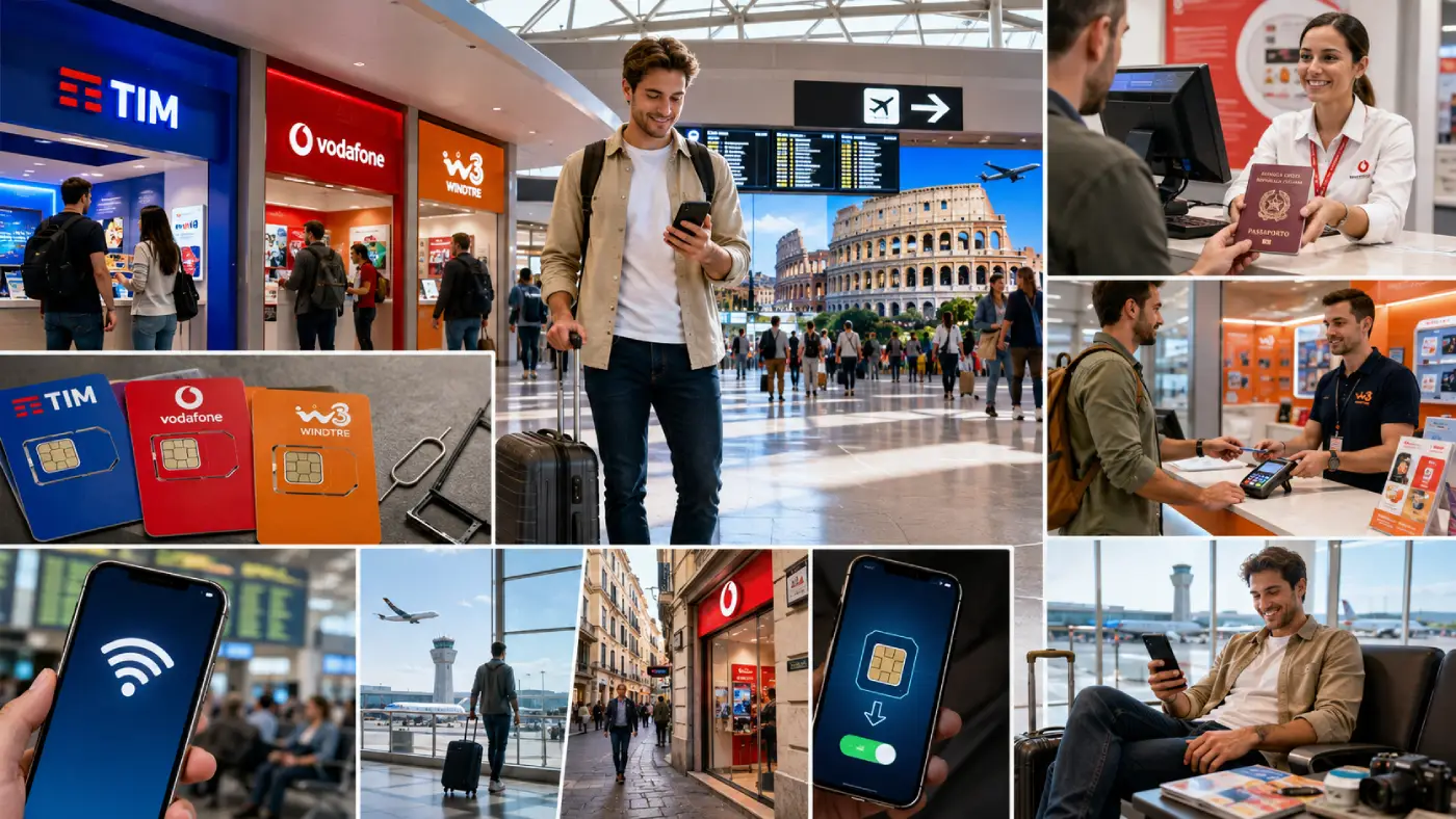 SIM-kortmuligheder i Rom Fiumicino Lufthavn (FCO) (2026): Butikker, abonnementer og eSIM