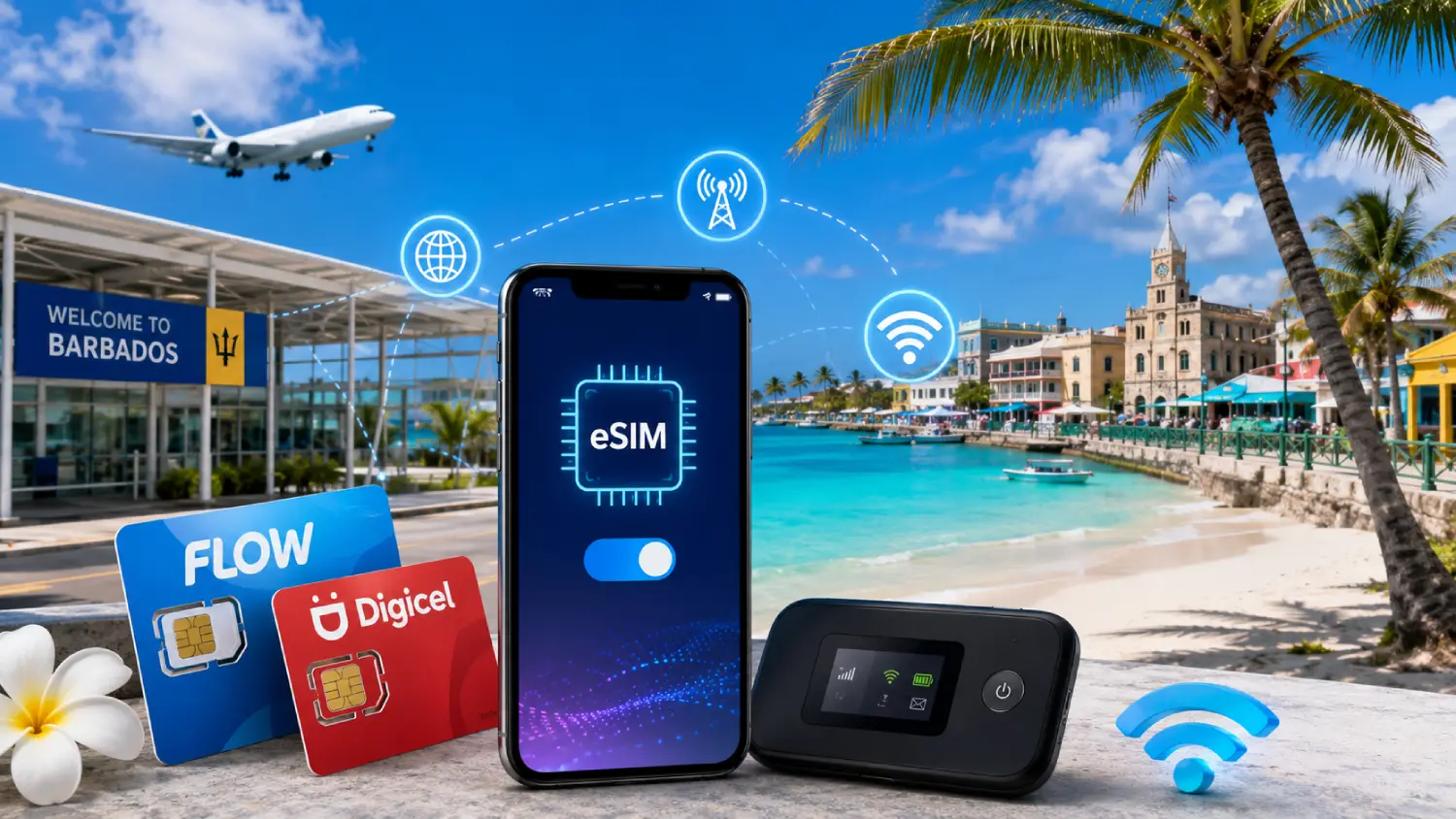 Cómo obtener Internet en Barbados (2026): eSIM, tarjetas SIM locales, WiFi
