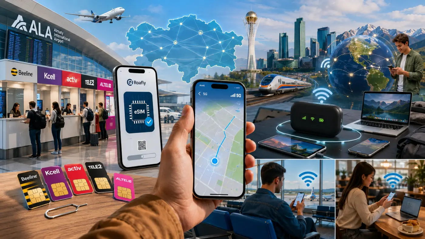 कज़ाख़स्तान में इंटरनेट कैसे प्राप्त करें (2026): SIM, eSIM, रोमिंग और WiFi विकल्प