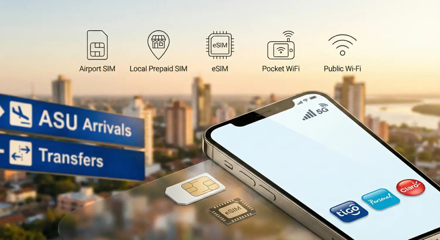 Como Obter Internet no Paraguai (2026): SIM do Aeroporto, SIMs Turísticas Locais, eSIM, Pocket WiFi e Wi-Fi Gratuito