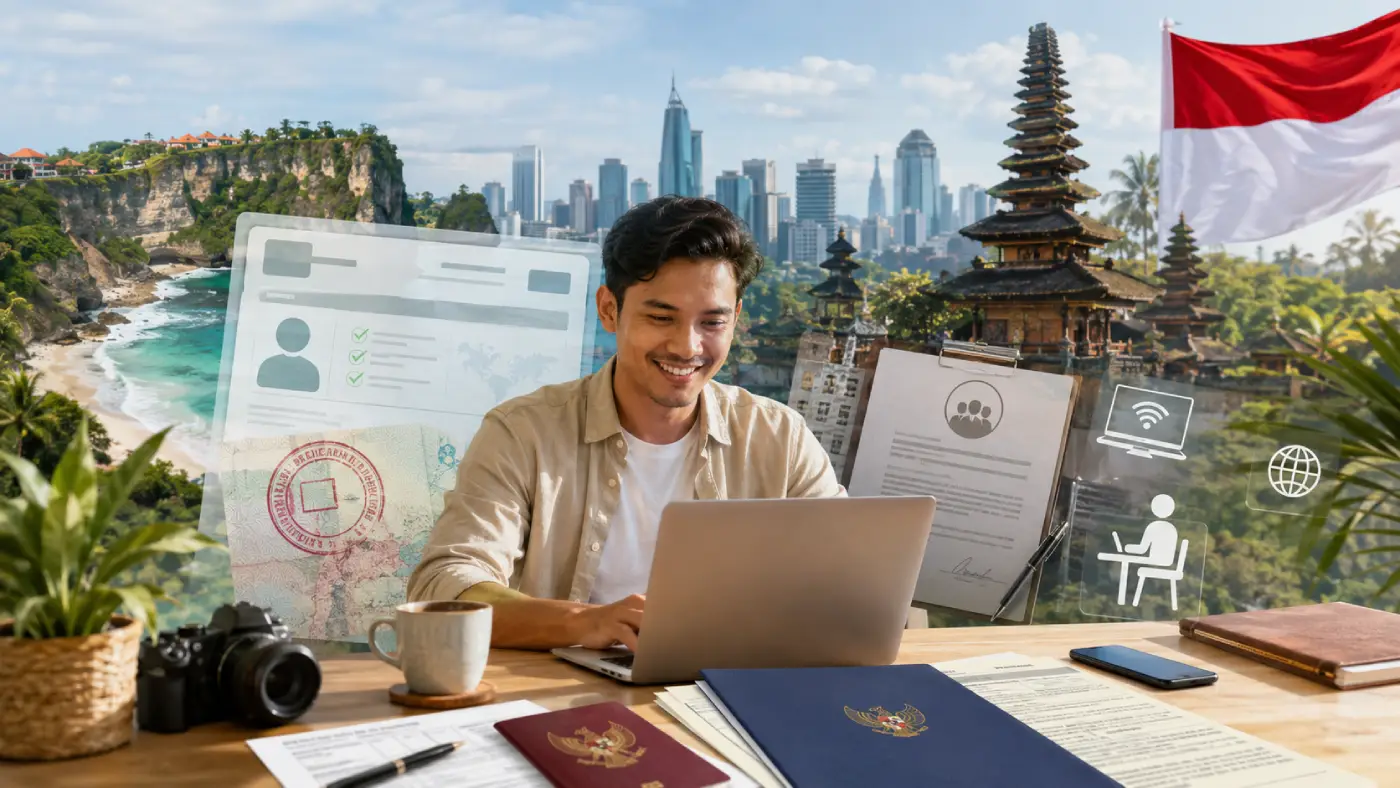 Visa para trabajadores remotos de Indonesia (E33G) (2026): ingreso de USD 60,000 y estancia de 1 año