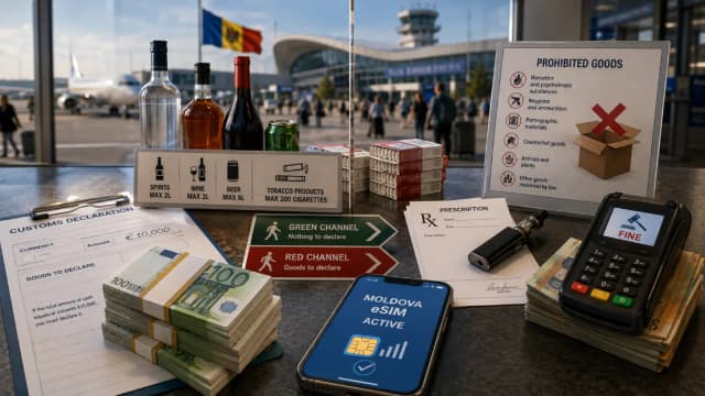 Митні правила аеропорту Молдови 2026: обмеження на алкоголь, сигарети та готівку