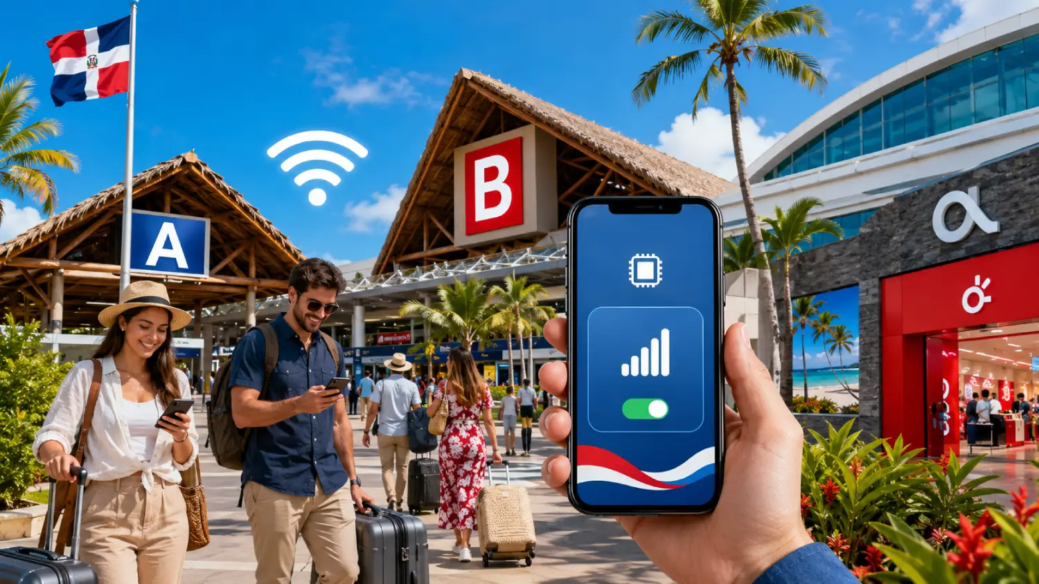 Opções de cartão SIM no Aeroporto de Punta Cana (PUJ) (2026): lojas, Wi‑Fi e eSIM