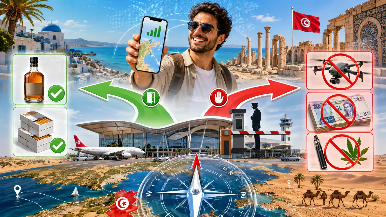 Regole doganali aeroportuali in Tunisia (2026): alcol, sigarette e limiti di contanti